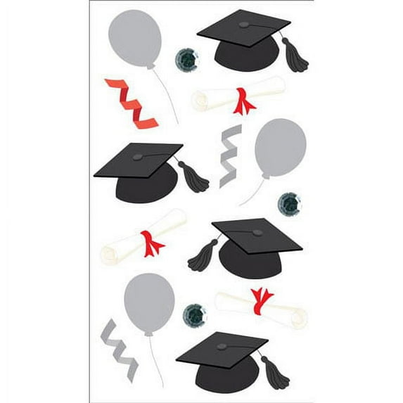 Jolees Boutique Sticker 3D Graduation Caps Vellum