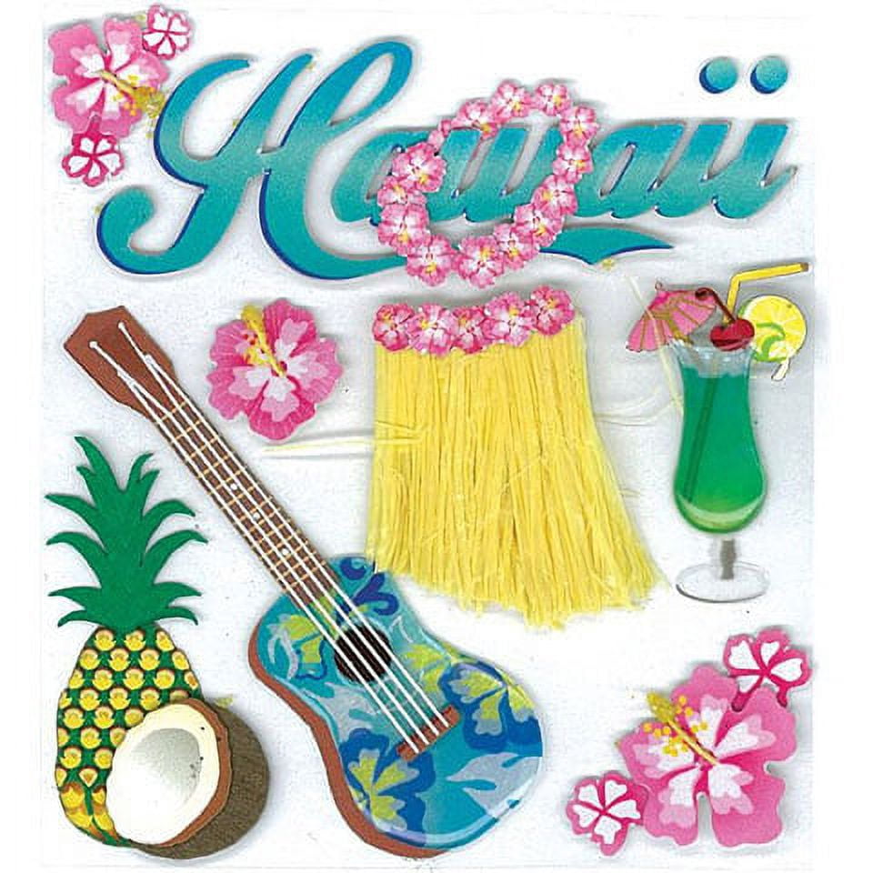 Jolees Boutique Sticker 3D Hawaii Luau Icons - Walmart.com