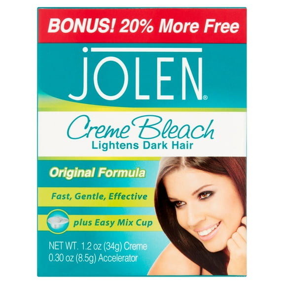 Jolen Creme Bleach Dark Hair Lightener Cream, Original, 1.2 oz Jar