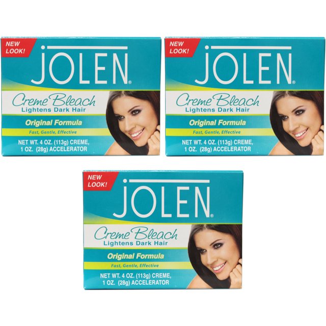 Jolen Creme Bleach Lightens Dark Hair Original Formula Kit, 3 Pack
