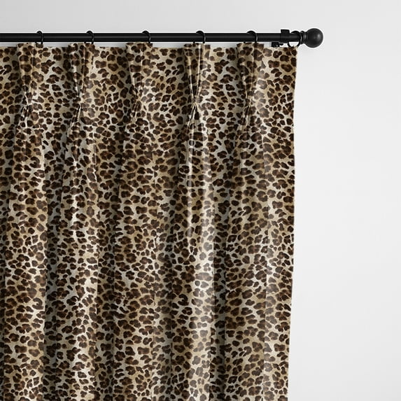 Jolene Animal Print/Black Pinch Pleat Drapery Panel - Pair 40"x120"