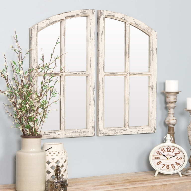 シヴァ　12ジョーティリンガム　額縁付 Aspire Home Accents Jolene Arch Window Pane Mirrors, Off-White, 27