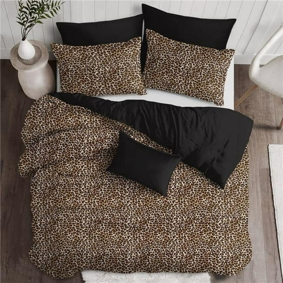 Jolene Duvet Cover & 1 Pillow Sham Set, Animal Print & Black - Twin Size - 2 Piece