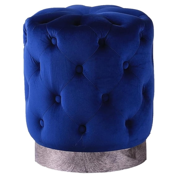 Jolett Upholstered Round Ottoman, Fully Assembled Footstool with Cushioned Top, Upholstered Accent Ottoman for Living Room or Bedroom, Set of 1 (Blue)