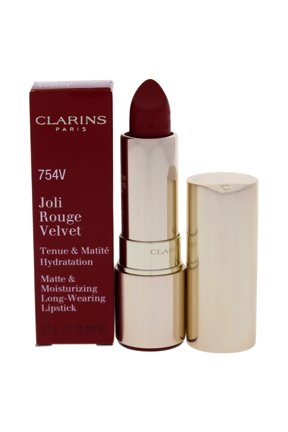 Joli Rouge Velvet Lipstick - 754V Deep Red by Clarins for Women - 0.1 oz Lipstick