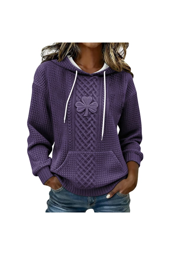 St Patricks Day Hoodie for Women, 3D Print Shamrock & Celtic Knot Pattern Pullover St Patricks Day Shirt Sweatshirt with Front Pocket