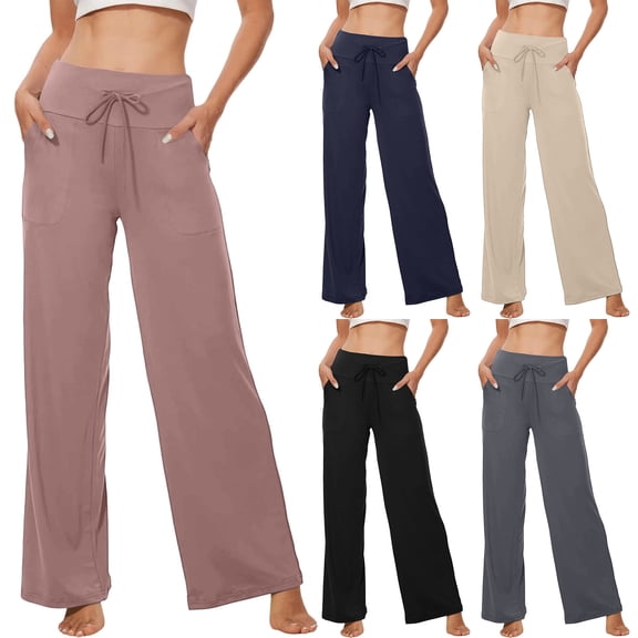 JoliSweat Wide Leg Sweatpants Women Baggy Low Rise Sweatpants with Pockets Spring Fall Y2K Drawstring Straight Leg Sweatpant Pink XXL