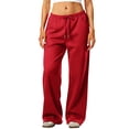 thumbnail image 1 of JoliSweat Wide Leg Sweatpants Women Baggy Low Rise Sweatpants with Pockets Spring Fall Y2K Drawstring Straight Leg Sweatpant, 1 of 6