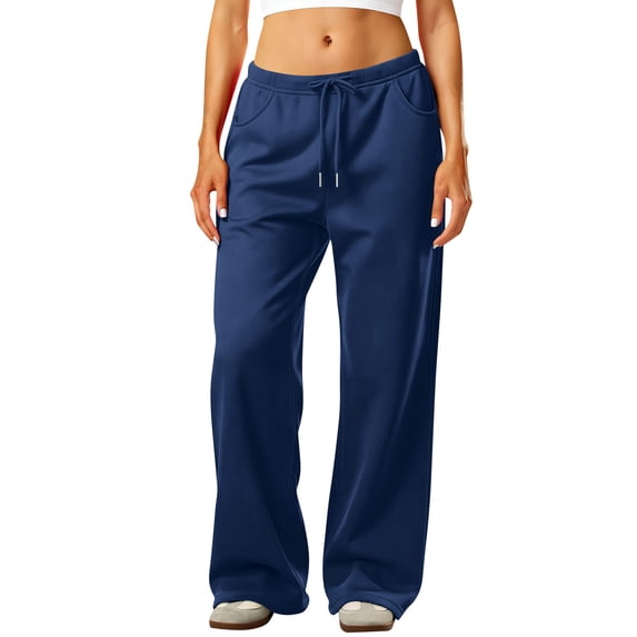 JoliSweat Wide Leg Sweatpants Women Baggy Low Rise Sweatpants with Pockets Spring Fall Y2K Drawstring Straight Leg Sweatpant
