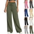 thumbnail image 1 of JoliSweat Women's Sweatpants Wide Leg Sweat Pants Fall Winter Clothes Baggy Drawstring Joggers with Pockets Army Green XXL, 1 of 8