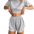 thumbnail image 1 of JoliSweat Womens Pajama Sets Sexy Lounge Sets Side Split Short Pj Sets Cute Pjs 2 Piece Comfy Striped Sleepwear Loungewear Gray L, 1 of 6