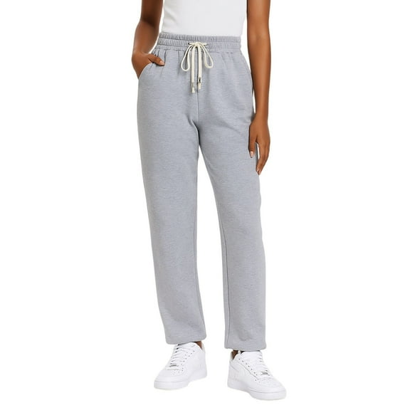 JoliSweat Womens Sweatpants Wide Leg Drawstring Workout Casual Baggy Pants High Waist with Pockets Gray XXL