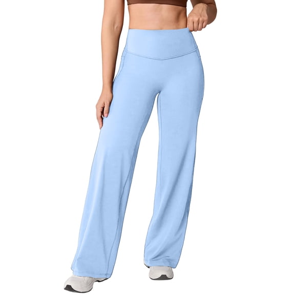 JoliSweat Womens Sweatpants Wide Leg Elastic Waist Workout Casual Baggy Pants High Waist with Pockets Sky Blue M