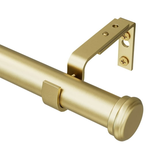 Jolicasa 1" Diameter Curtain Rod for Windows 72" to 144",Adjustable Modern Curtain Rods with Brackets,Easy to Install,Matte Gold
