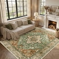 thumbnail image 1 of Jolicasa Area Rugs 5'x7', Washable Rug Non-Slip Soft Low Pile Vintage Distress Floral Rug for Living Room Bedroom Dining Room Office Decor, Brick Red Brown Green, 1 of 11