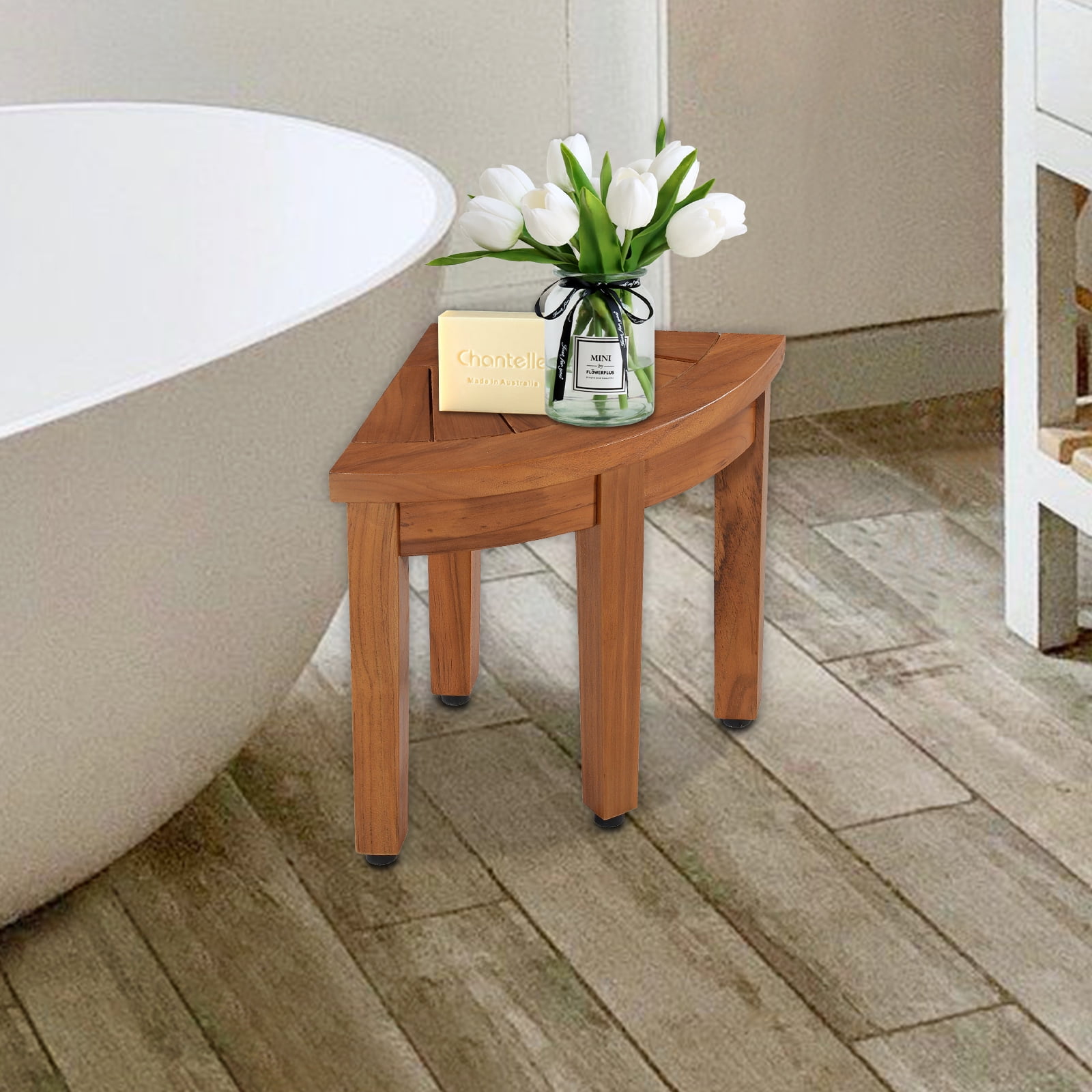 Jolicasa Teak Shower Bench, Waterproof Teak Wood Shower Stool & Spa
