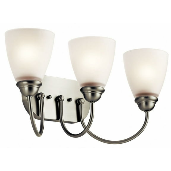 45639NI Kichler Lighting Jolie - 3 Light Bath Vanity Approved for Damp Locations - with Transitional inspirations - 9.25 inches tall by 20.25 inches