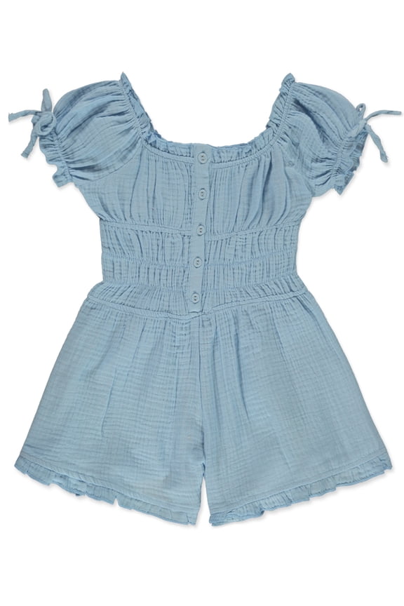 Girls' Ruffled Romper Color: sky blue Size: 16