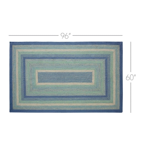 VHC Brands Jolie Farmhouse 60"x96" Area Rug Blue Textured Jute Striped Pad Rectangle Floor Decor