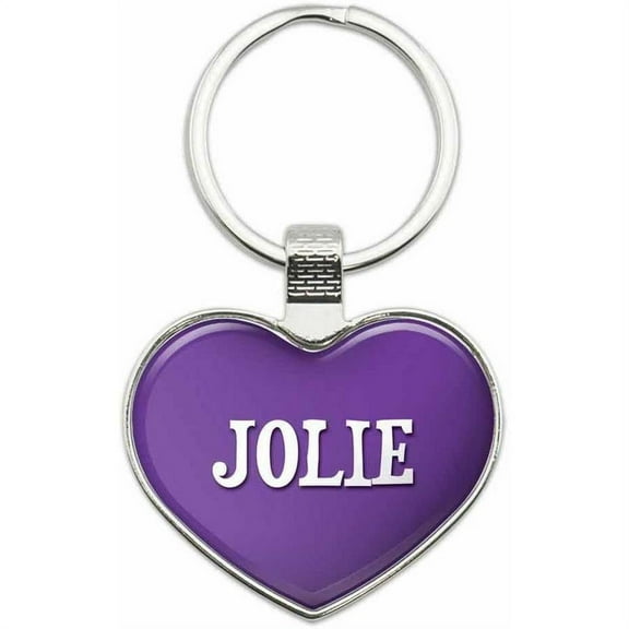 Jolie - Names Female Metal Heart Keychain Key Chain Ring, Purple