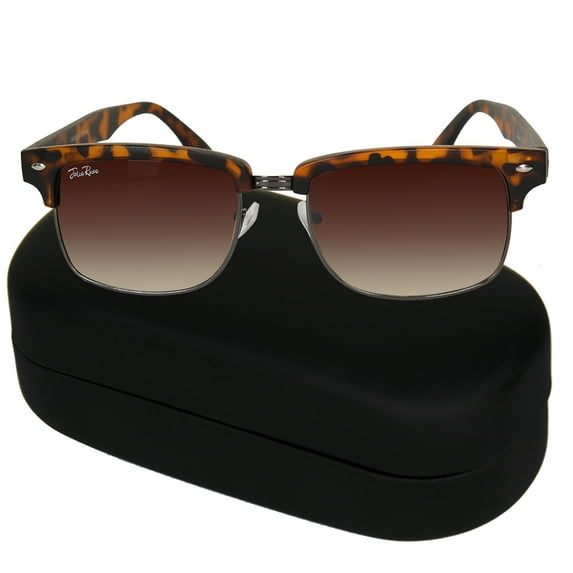 Jolie Rose Ladies Plastic Square Browline Sunglasses and Sunglass Hard Case BN G