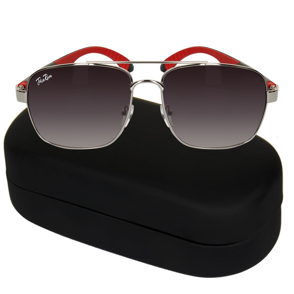 Jolie Rose Men's Metal Square Aviator Sunglasses and Sunglass Hard