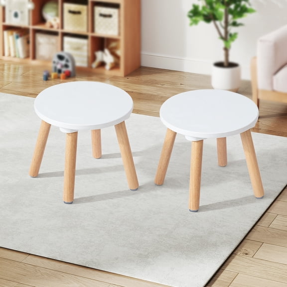Jolie Vallee 2 Pack Wooden Kids Step Stool, Small Wooden Stool for Toddlers, Solid Wood Step Stool for Kitchen, Bedroom & Bathroom