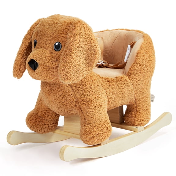 Jolie Vallee Baby Rocking Horse Kids Ride on Horse Labrador Rocker for Toddlers 1 Year Old Cute Dog Stuffed Plush Ride-on Toy for Child Christmas or Birthday Gift,Brown