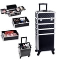 thumbnail image 1 of Professional Rolling Makeup Case with Wheels 4 in 1 Aluminum Cosmetic Train Case Trolley Box Salon Barber Suitcase, 1 of 7