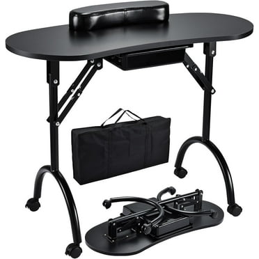Joligrace Foldable Manicure Nail Table Portable Nail Station Desk with Drawer Wrist Cushion Bag
