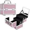 thumbnail image 1 of Makeup Train Case Portable Cosmetic Organizer Box 2-Tier Trays Travel Makeup Storage Case Lockable Jewelry Storage with Mirror and Keys, 1 of 7