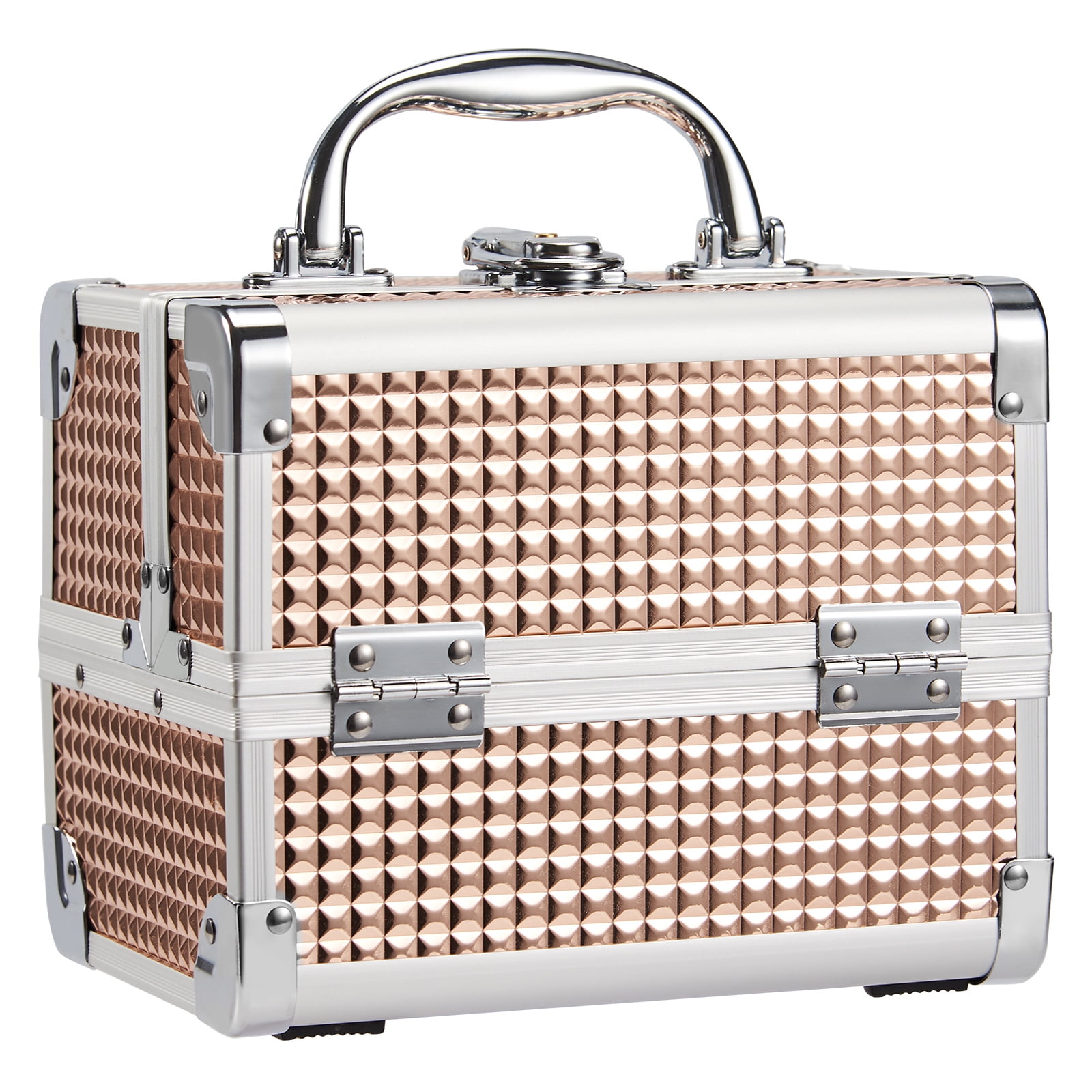 Joligrace Makeup Train Case 2 Trays Travel Cosmetic Box Jewelry