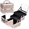 thumbnail image 1 of Makeup Train Case Cosmetic Organizer Box 2-Tier Trays Makeup Box Portable Jewelry Storage Lockable with Keys and Mirror, 1 of 9