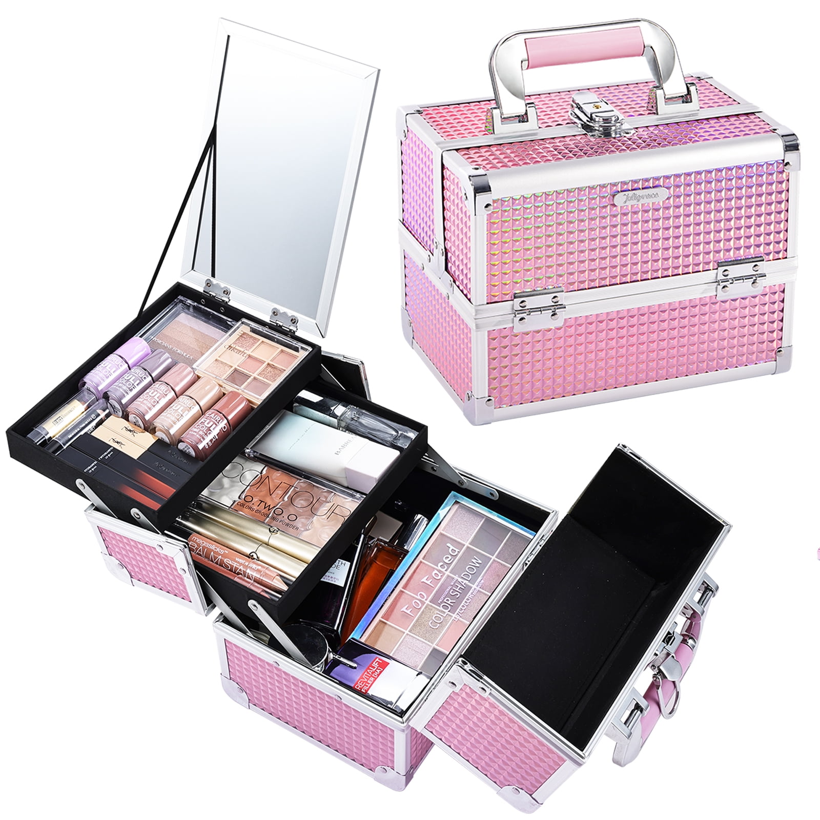Joligrace Velore Makeup Train Case Large Cosmetics Box with India