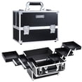 thumbnail image 1 of Professional Makeup Train Case Large Cosmetic Box Travel Storage 6 Trays Makeup Organizer Case, Black, 1 of 9