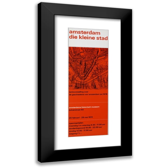 Jolijn van de Wouw 9x18 Black Modern Framed Museum Art Print Titled - Poster for Exhibition Amsterdam Die Kleine Stad (1972)