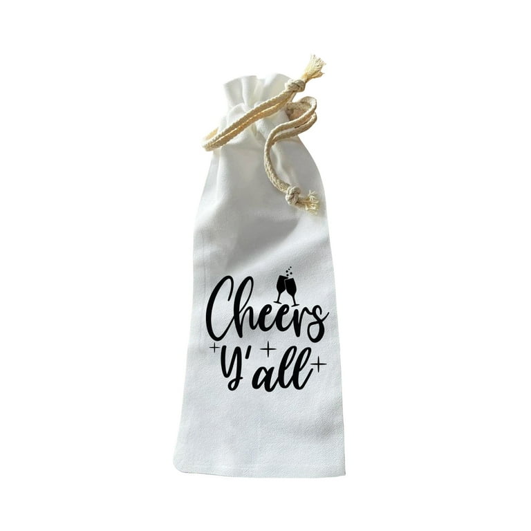 Jolitee “Cheers Y'all” Wine Bottle Gift Bag – Reusable Drawstring