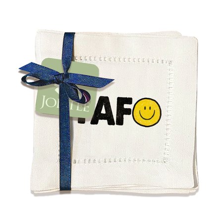 Jolitee Decorative Hemstitch Cocktail Napkins, 6"x6" Washable Linen-Like Cloth Napkins, Handmade for Entertaining and Everyday Use (Fafo)