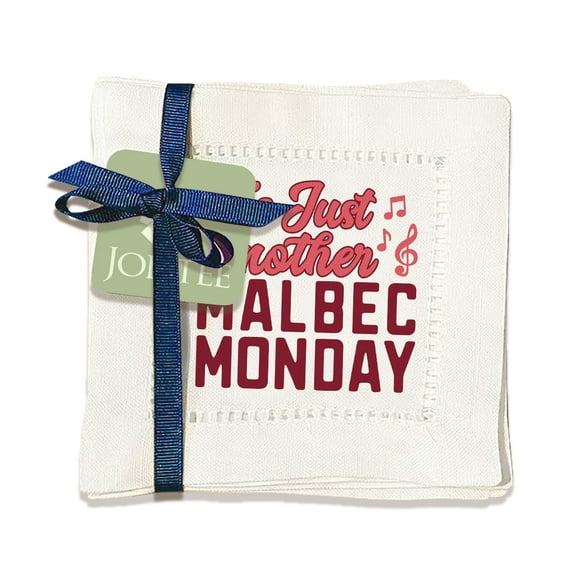 Jolitee 6"x6" Hemstitch Cocktail Napkins, Linen-Like & Washable (Malbec Monday)