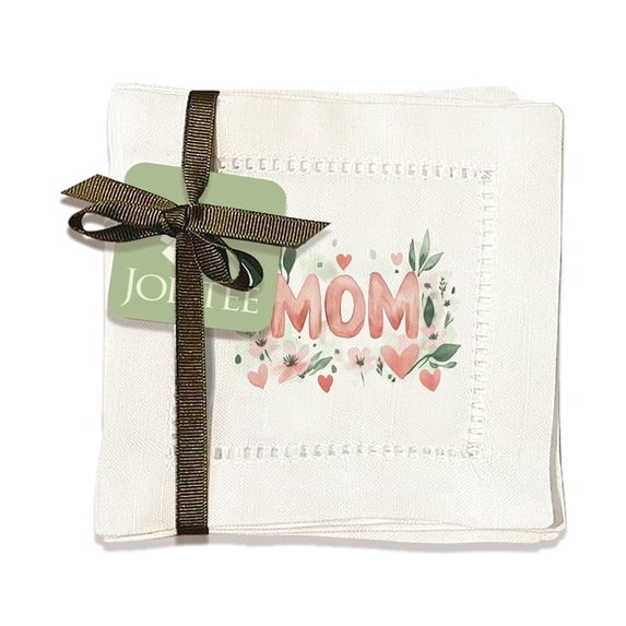 Jolitee Decorative Hemstitch Cocktail Napkins, 6"x6" Washable Linen-Like Cloth Napkins, Handmade for Entertaining and Everyday Use (Mom Pastel)