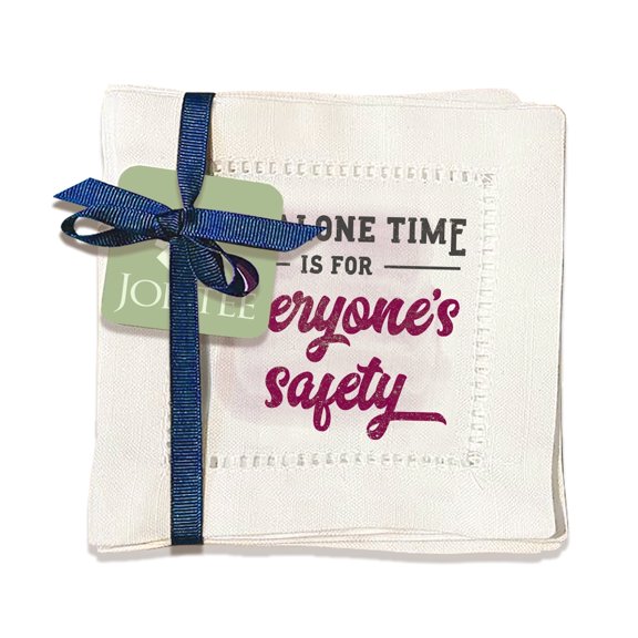 Jolitee Decorative Hemstitch Cocktail Napkins, 6"x6" Washable Linen-Like Cloth Napkins, Handmade for Entertaining and Everyday Use (My Alone Time)