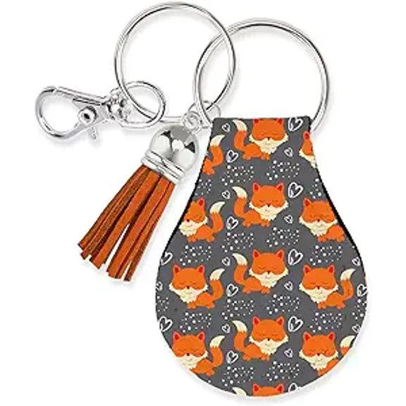 Jolitee Neoprene AirTag Compatible Case Keychain – Durable & Stylish Holder with Secure Ring and Clip, Compatible with Apple AirTag (Fox)