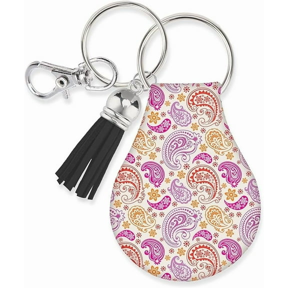 Jolitee Neoprene AirTag Compatible Case Keychain – Durable & Stylish Holder with Secure Ring and Clip, Compatible with Apple AirTag (Paisley Floral)