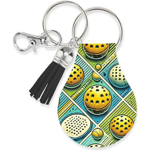 Jolitee Neoprene AirTag Compatible Case Keychain – Durable & Stylish Holder with Secure Ring and Clip, Compatible with Apple AirTag (Pickleball)