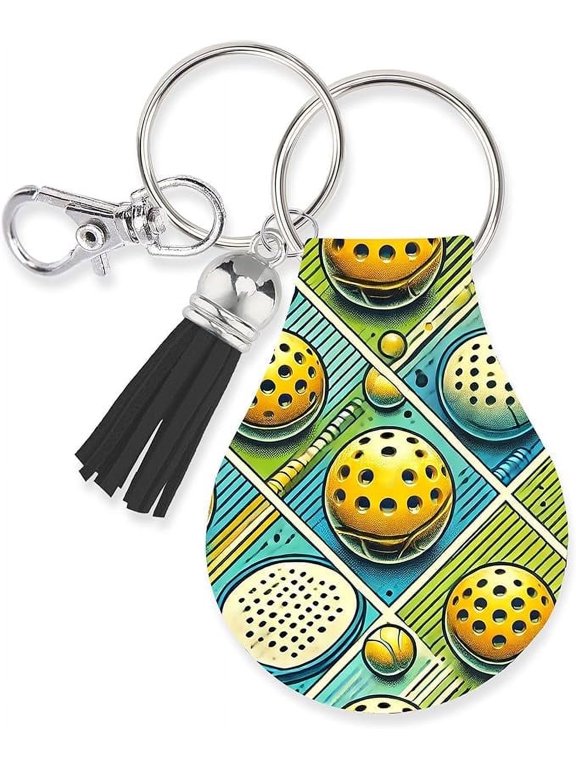 Neoprene AirTag Compatible Case Keychain – Durable & Stylish Holder with Secure Ring and Clip, Compatible with Apple AirTag (Pickleball)