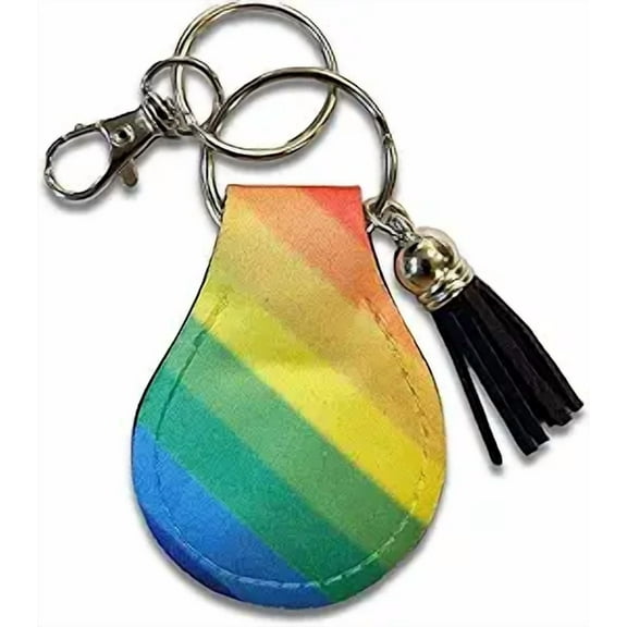 Jolitee Neoprene AirTag Compatible Case Keychain – Durable & Stylish Holder with Secure Ring and Clip, Compatible with Apple AirTag (Rainbow Stripe)
