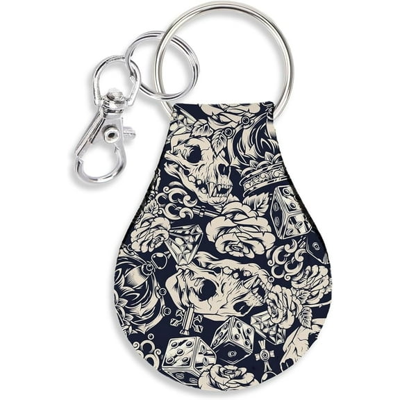 Jolitee Neoprene AirTag Compatible Case Keychain – Durable & Stylish Holder with Secure Ring and Clip, Compatible with Apple AirTag (Skull Crown)