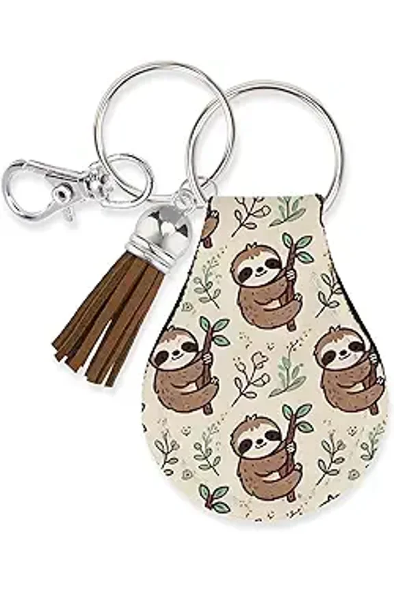 Neoprene AirTag Compatible Case Keychain – Durable & Stylish Holder with Secure Ring and Clip, Compatible with Apple AirTag (Sloth)