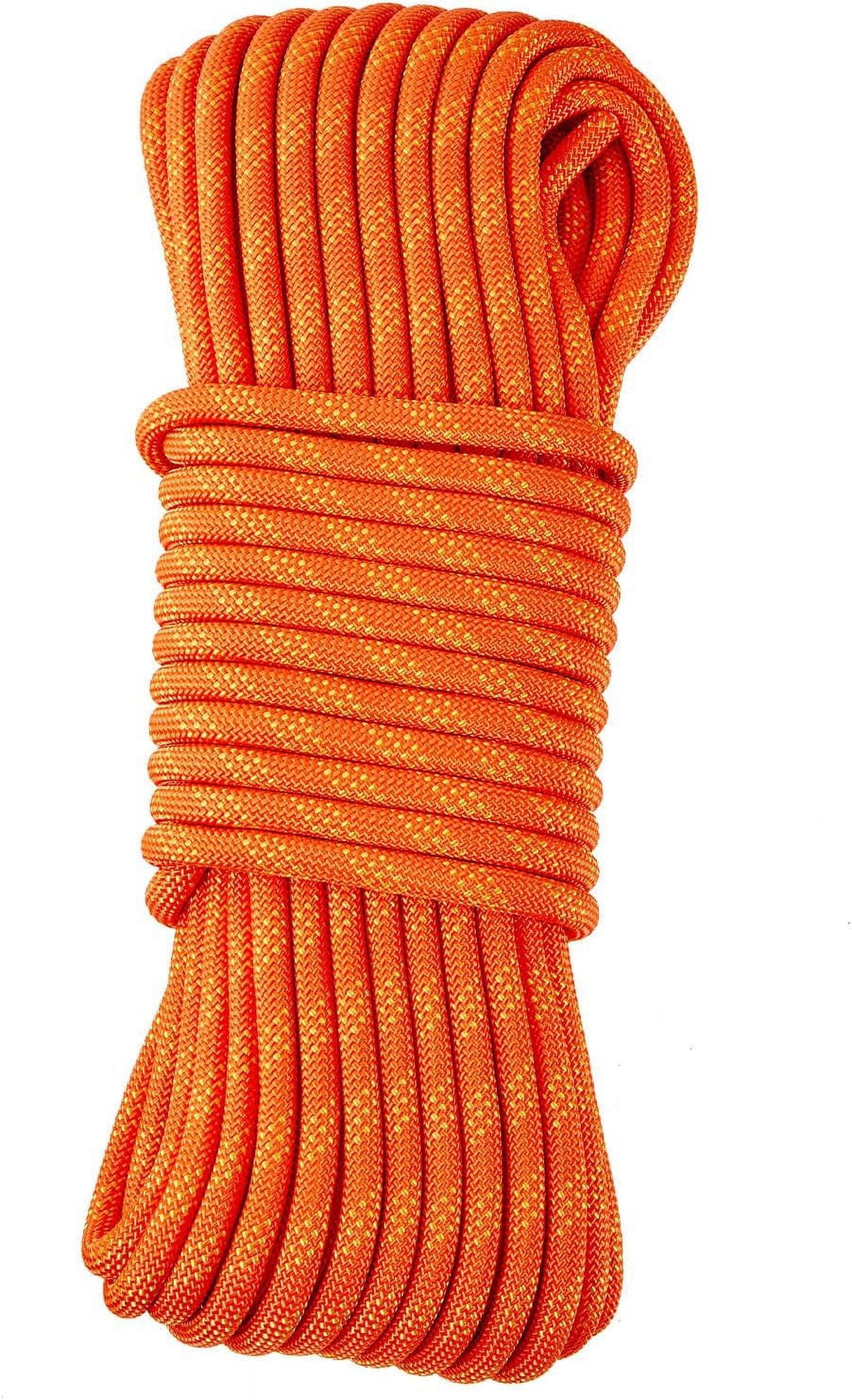 Jollebone 100ft 1/2 inch Orange Double Braided Polyester Rope High Strengh Nylon Core Rope for