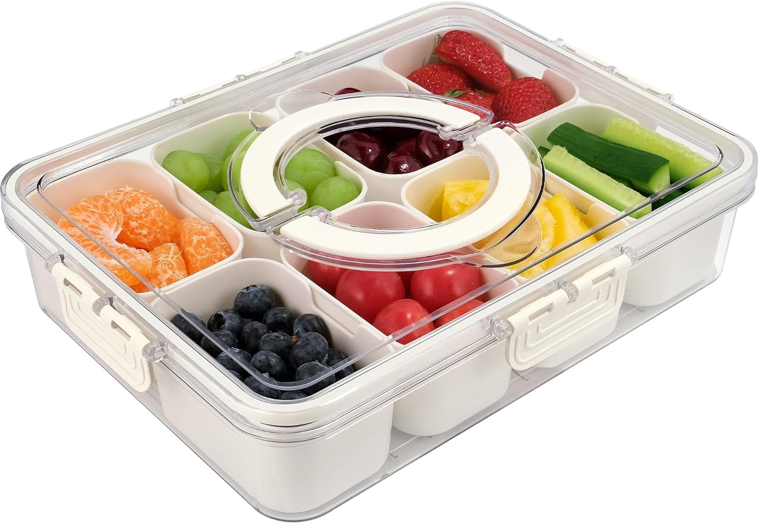 Gloppers Divided Serving Tray with Lid and Handle Portable Snack Box Containers Candy Organizer